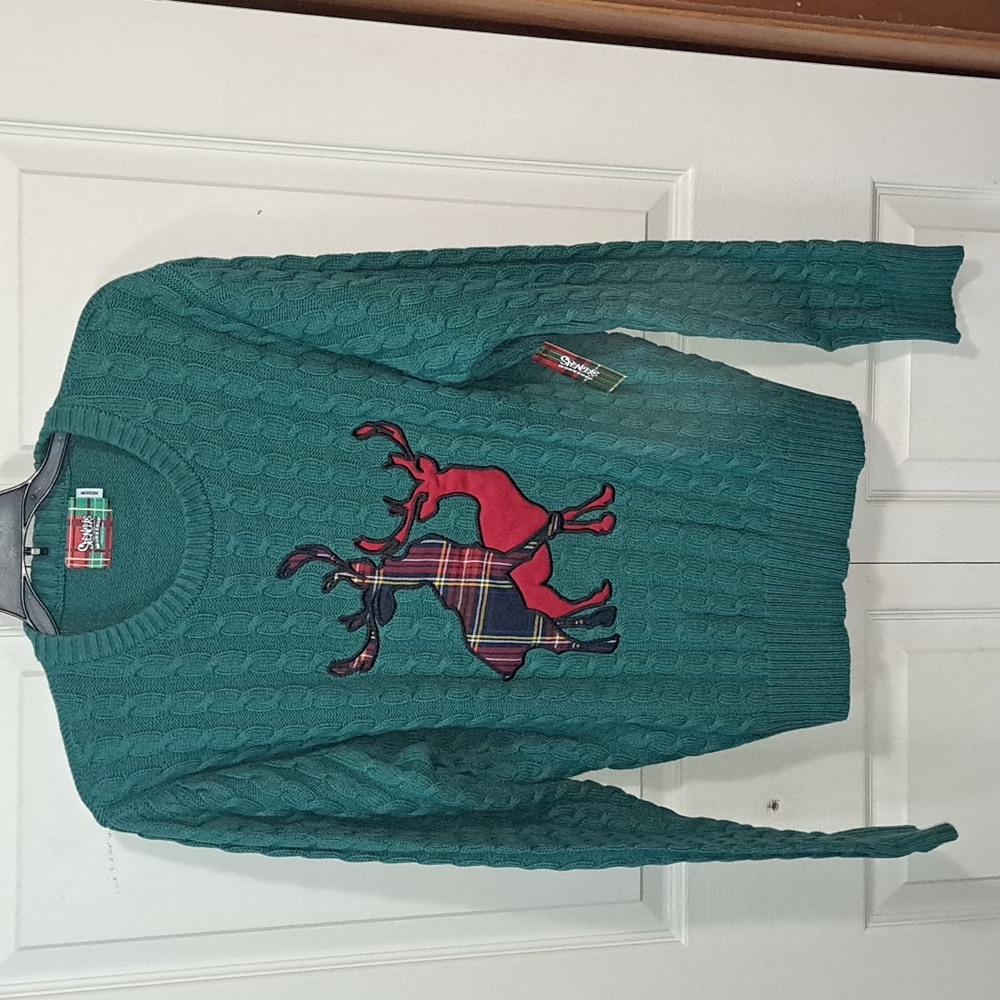 Vintage Spencer's Gifts Christmas Sweater-Reindeer-Ugly-M-Red Green